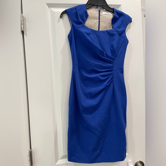 Calvin Klein Women's Blue Square Neck Zipped Mini Sheath Dress, 2P - Picture 1 of 5